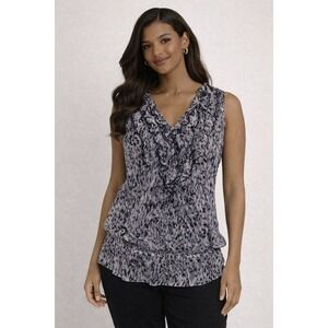 Quintessential- Black and White Ruffled Women's Blouse Size‎ S